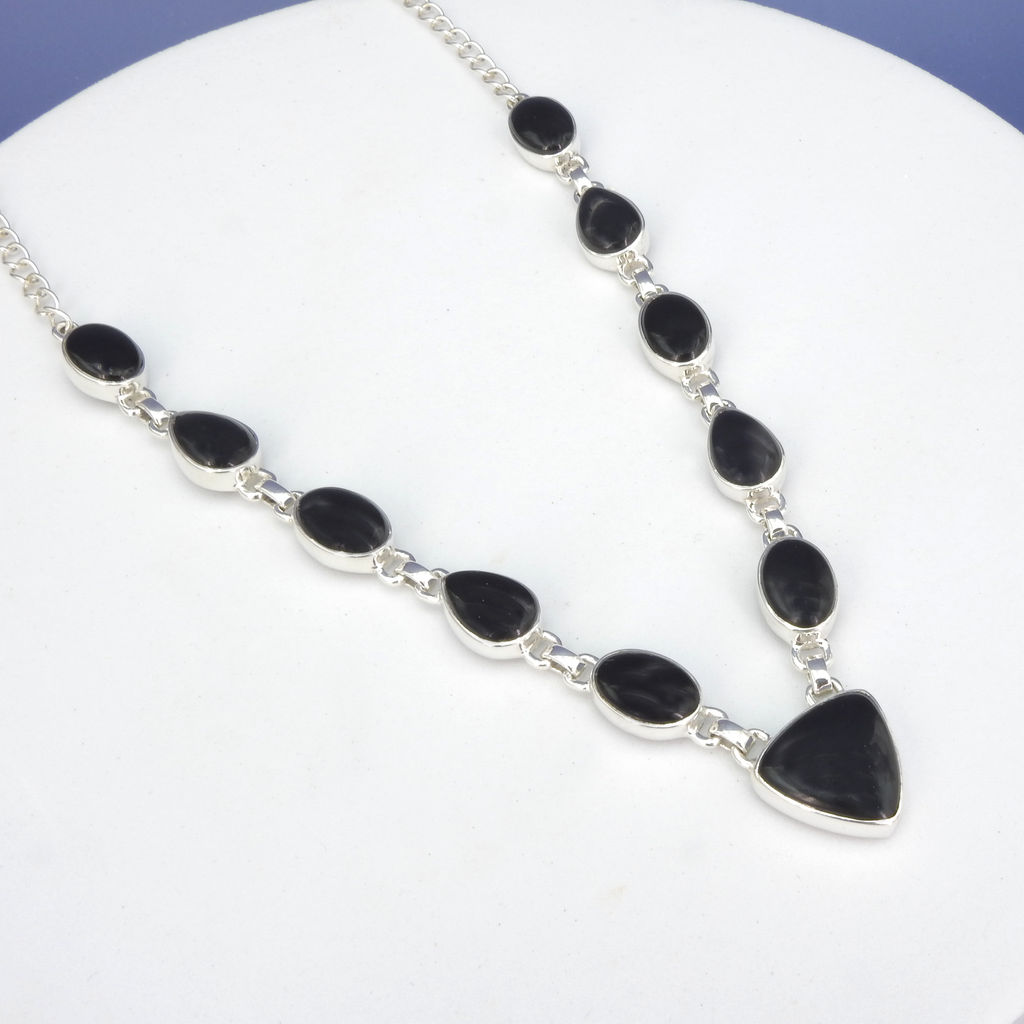 Sterling Silver Onyx Statement Necklace