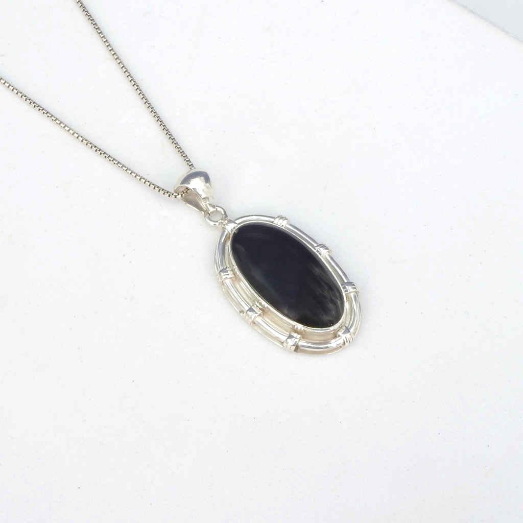 Sterling Silver Onyx Decorative Pendant