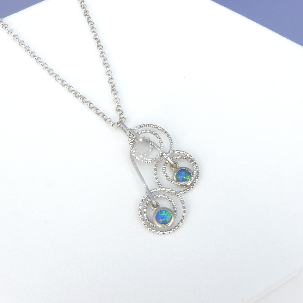 Sterling Silver Double Boulder Opal Necklace