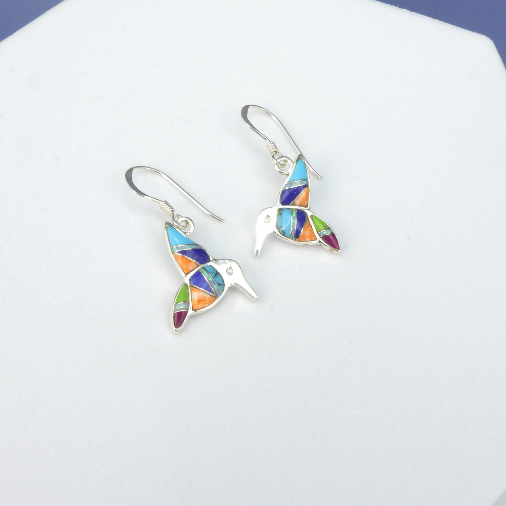 Sterling Silver Hummingbird Inlay Earrings