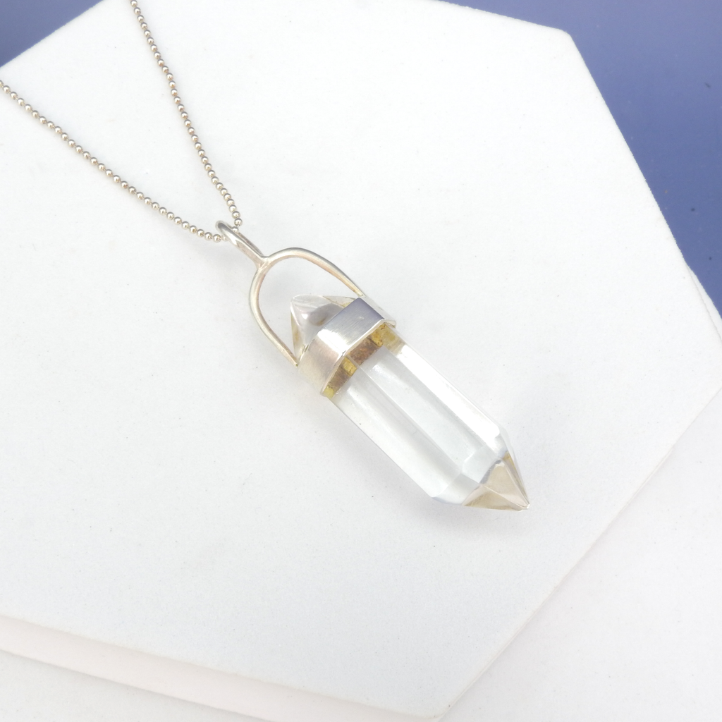 Sterling Silver Quartz Crystal Point Pendant