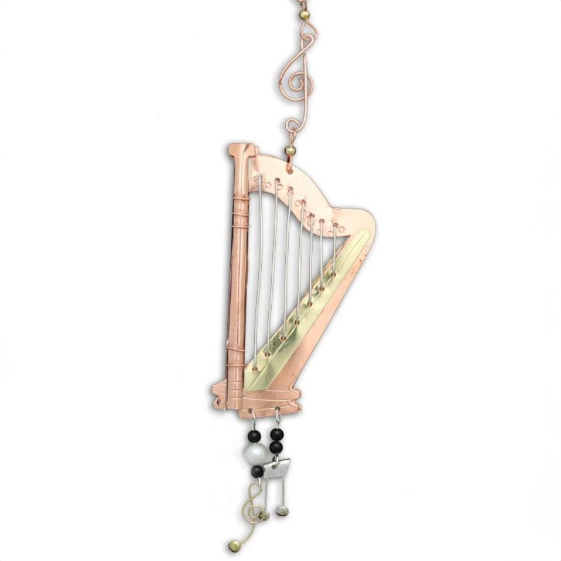 Copper & Brass Harp Ornament