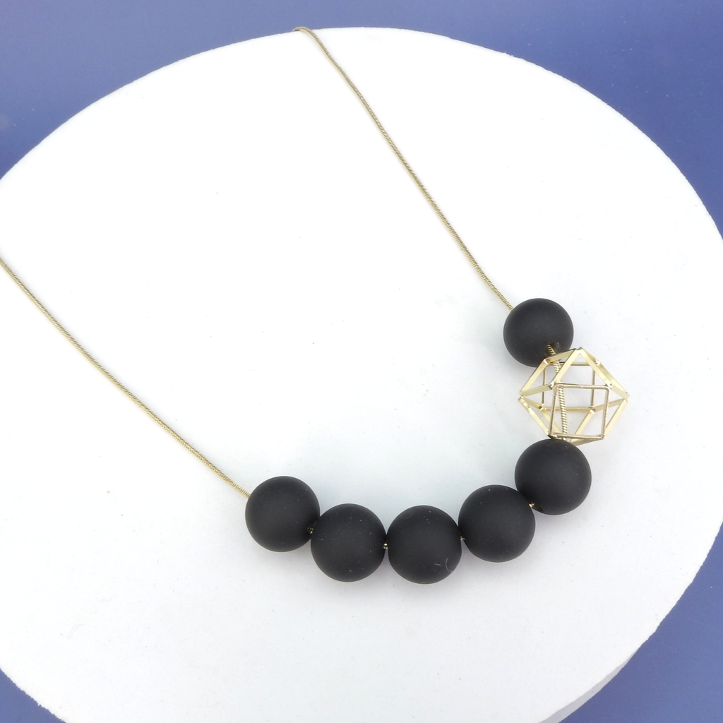 Black & Gold Hexigon Necklace