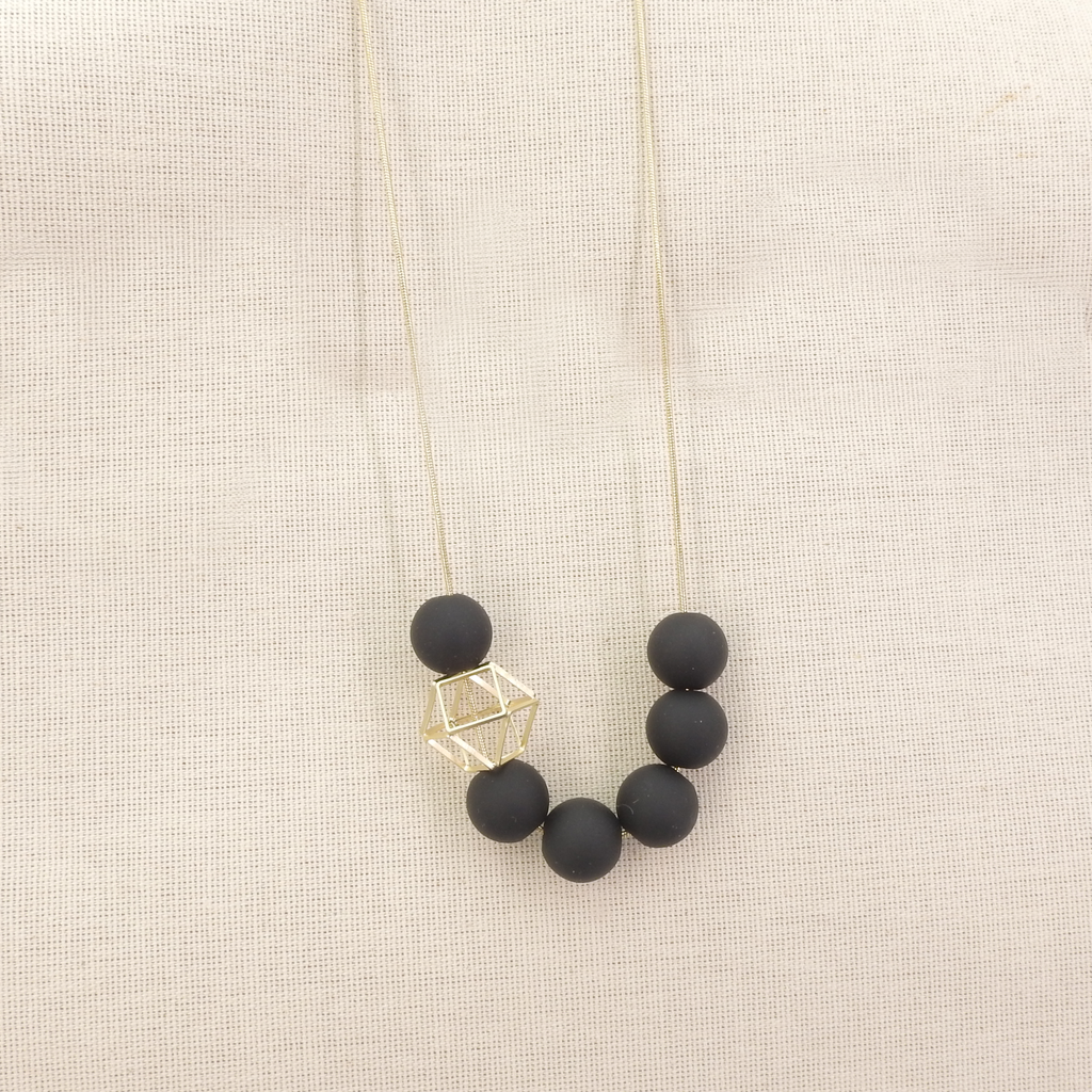 Black & Gold Hexigon Necklace