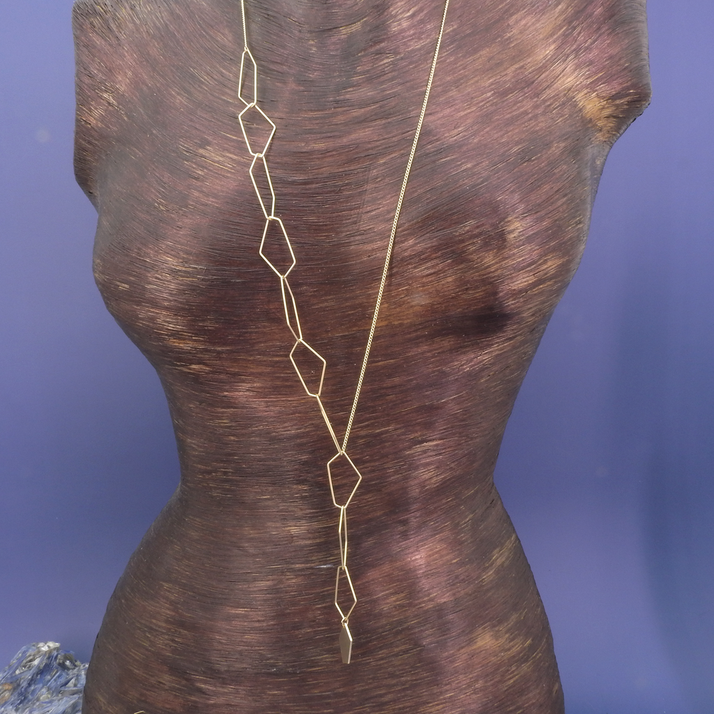 Gold Plated Long Geometric Necklace