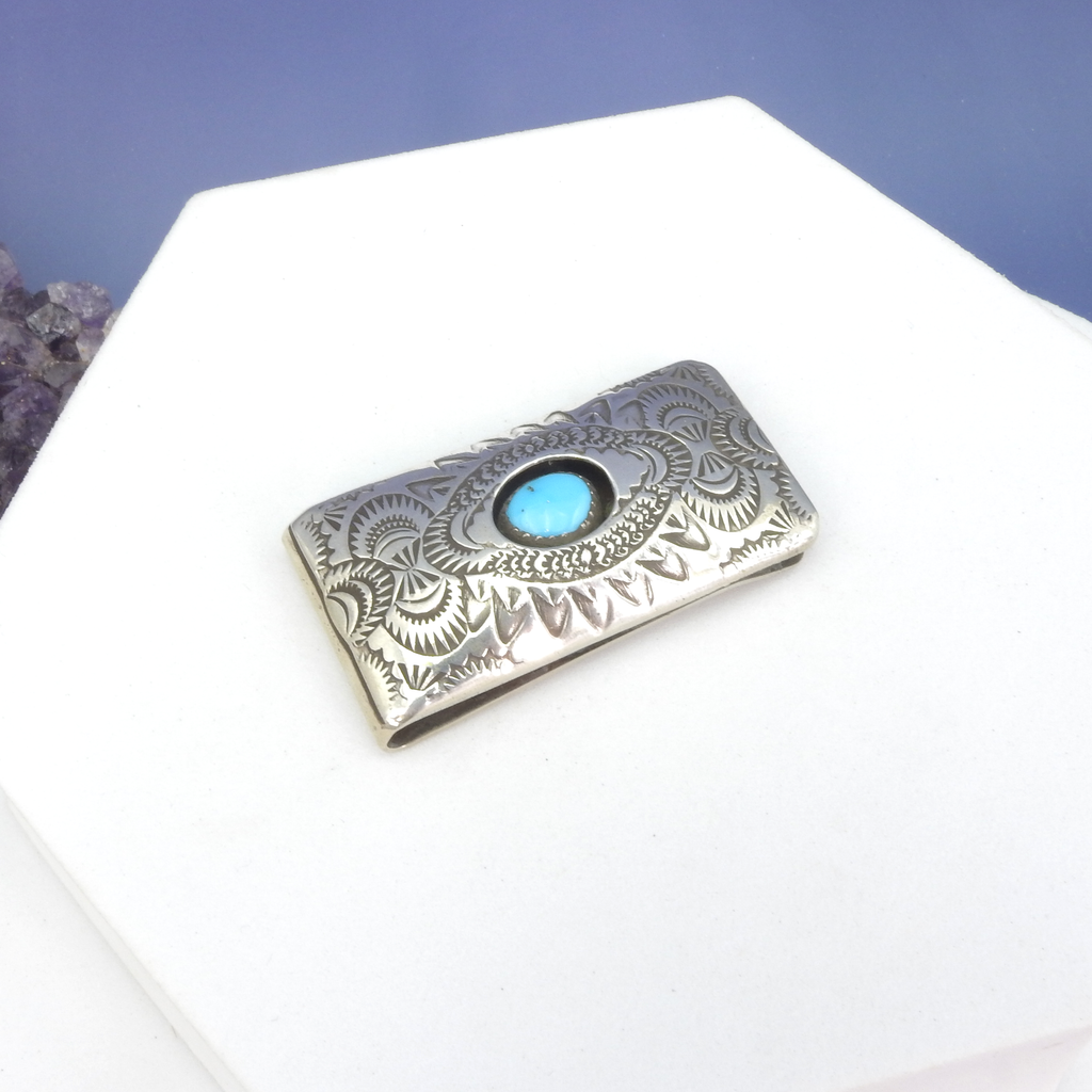 Sterling Silver Native American Turquoise Money Clip