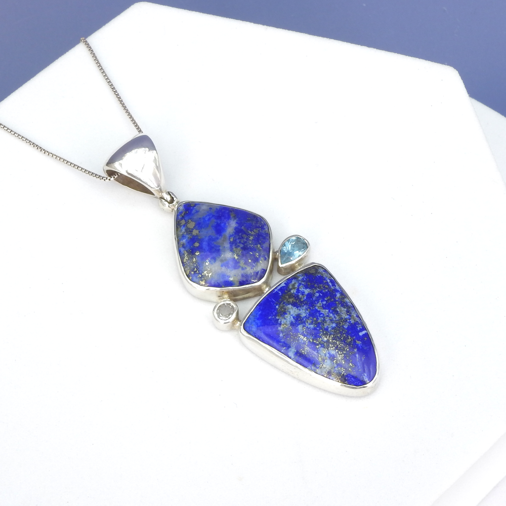 Sterling Silver Lapis & Blue Topaz Pendant