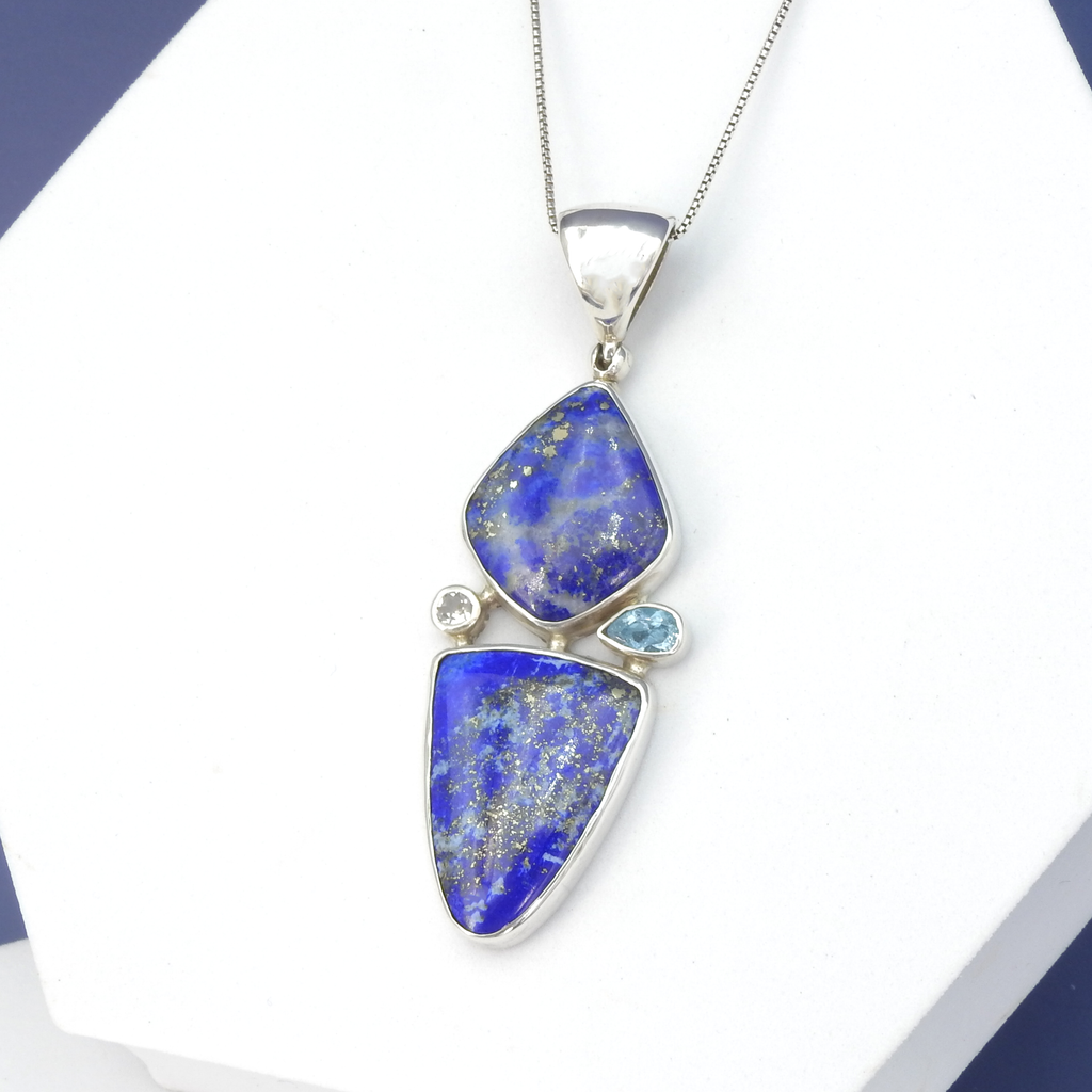 Sterling Silver Lapis & Blue Topaz Pendant