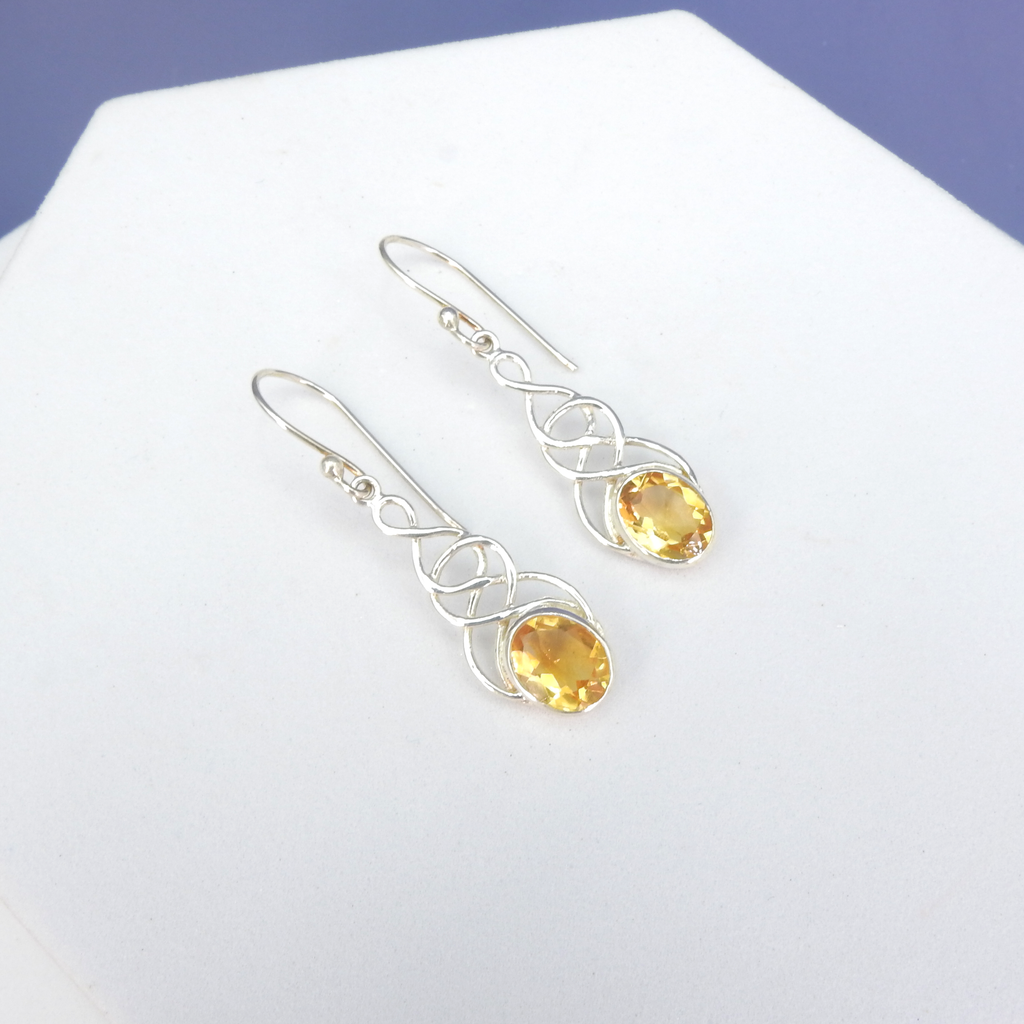 Sterling Silver Citrine Dangle Earrings