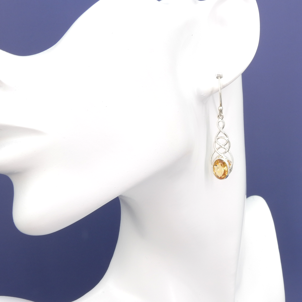 Sterling Silver Citrine Dangle Earrings
