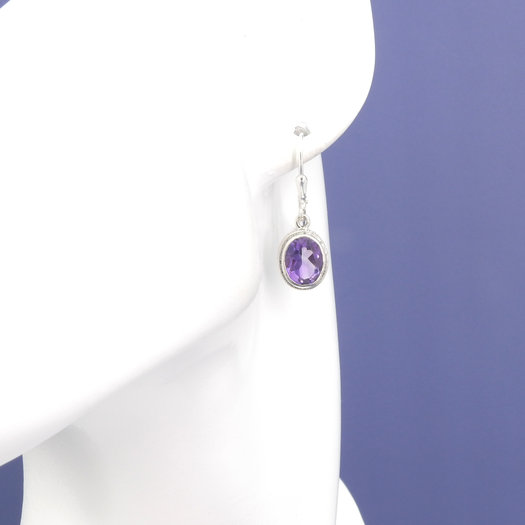 Sterling Silver Faceted Amethyst Earrings