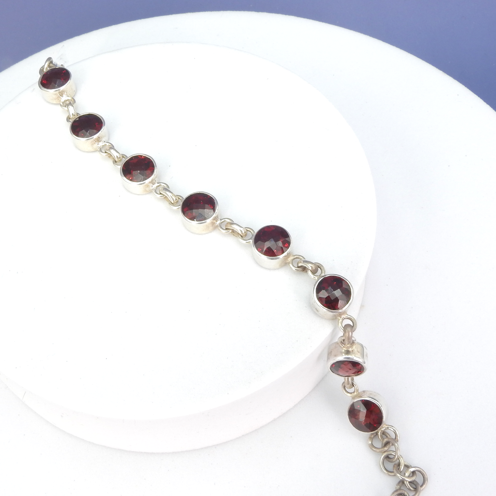 Sterling Silver Garnet Bracelet