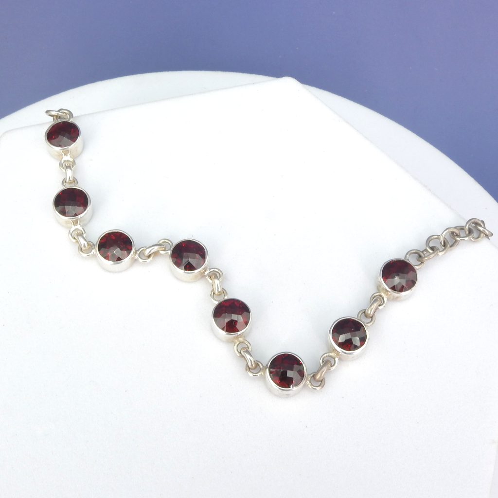 Sterling Silver Garnet Bracelet