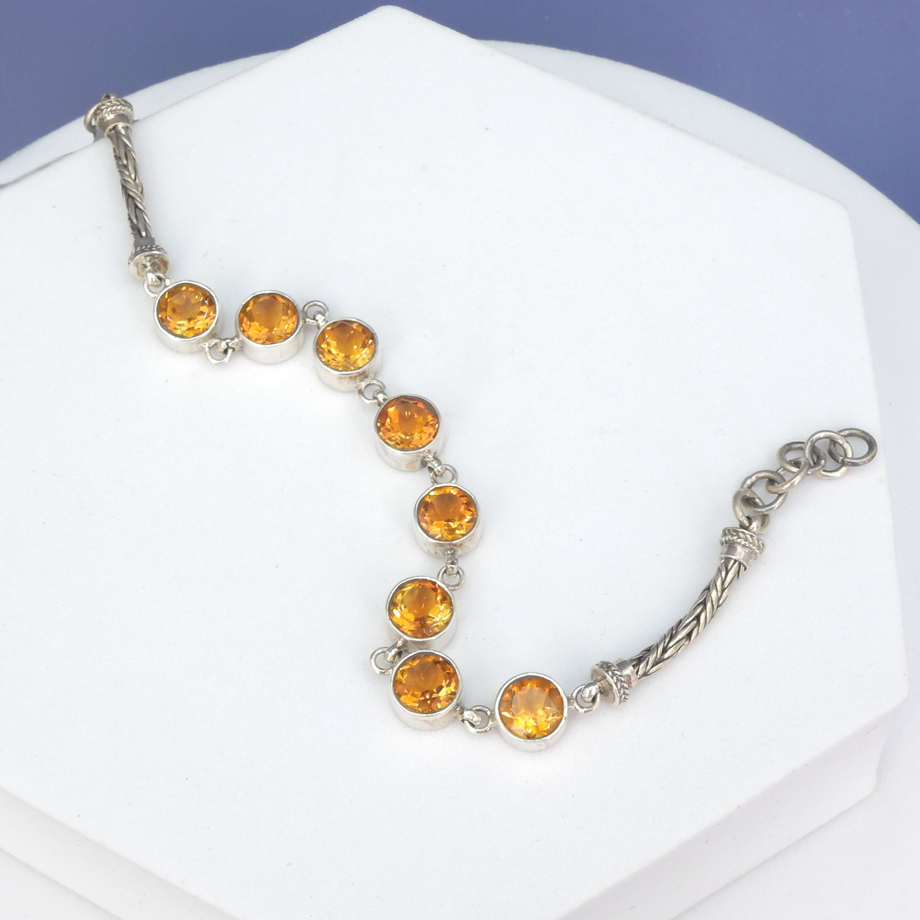 Sterling Silver Multi Link Citrine Bracelet
