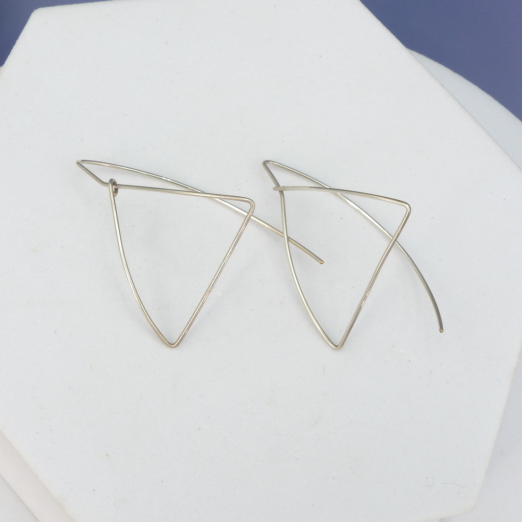 Sterling Silver Wire Triangle Earrings