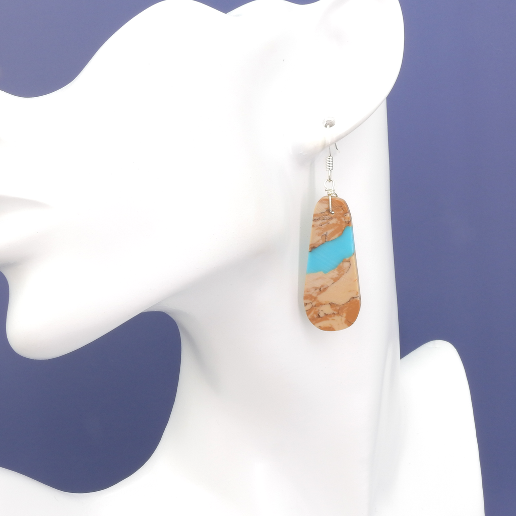 Sterling Silver Turquoise Slab Earrings