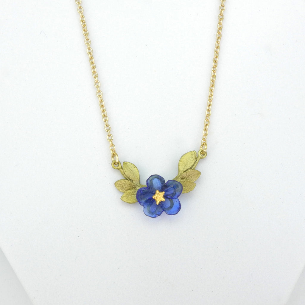 Michael Michaud Cast Bronze & Glass Single Blue Violet Necklace