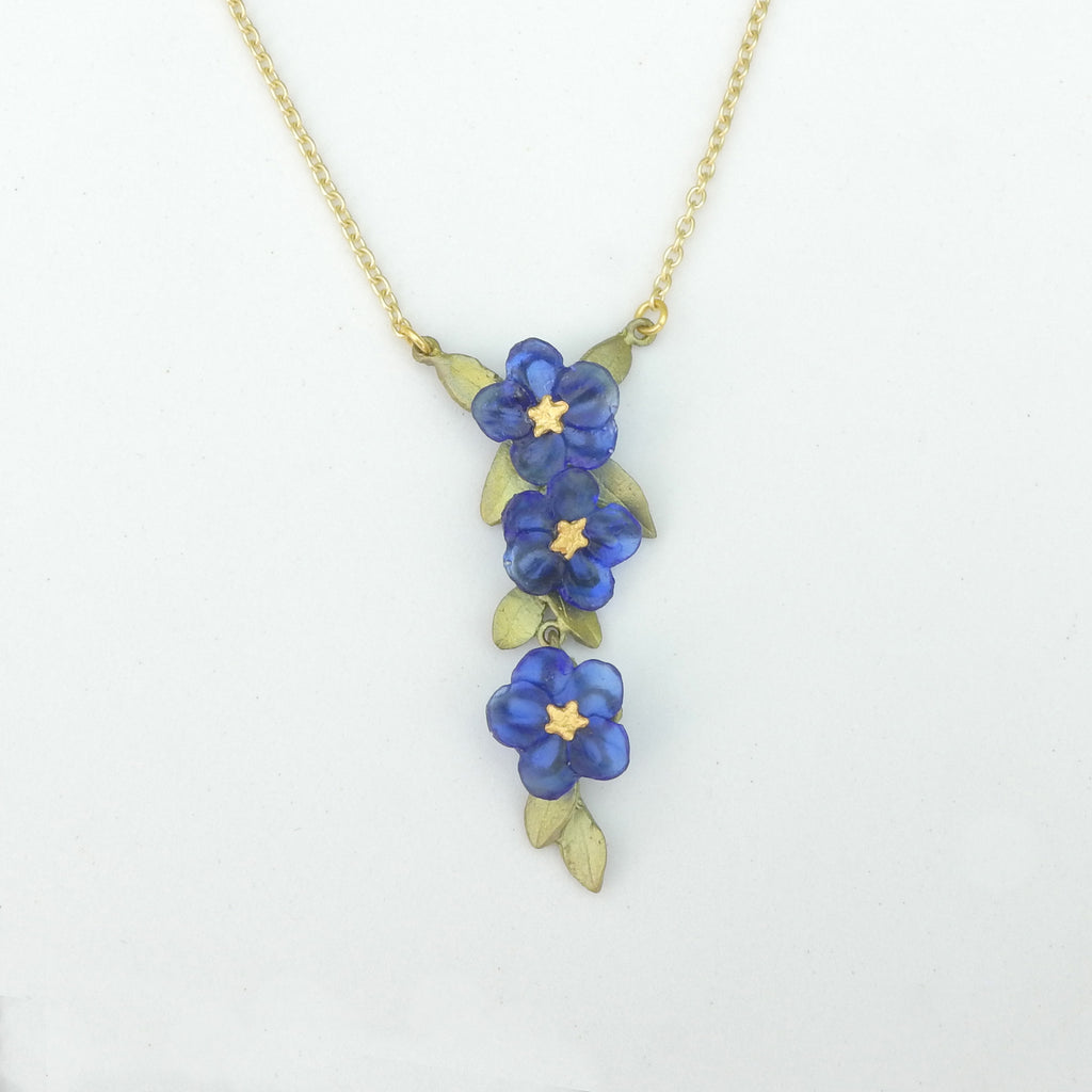 Michael Michaud Cast Bronze & Glass Blue Violet Necklace