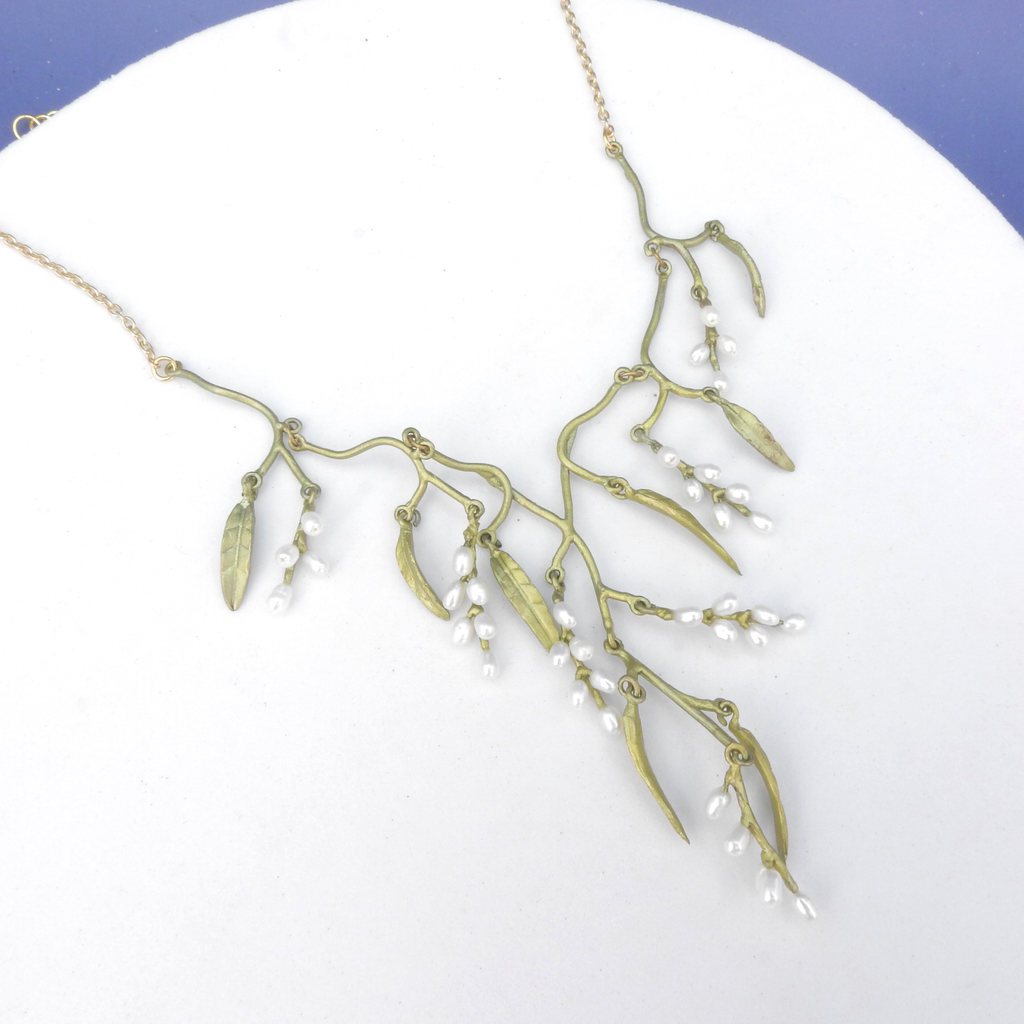 Michael Michaud Cast Bronze & Pearl Weeping Willow Statement Necklace