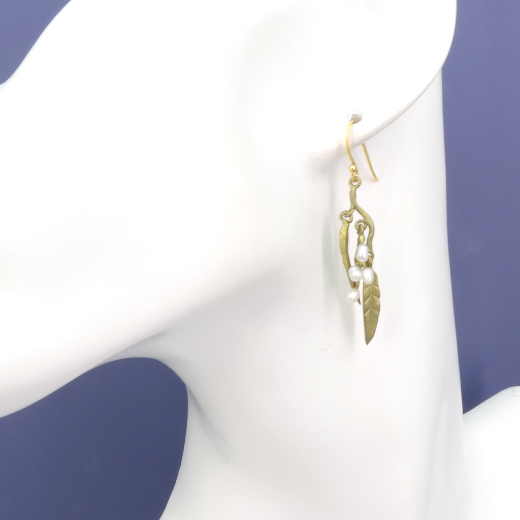 Michael Michaud Cast Bronze & Pearl Weeping Willow Earrings