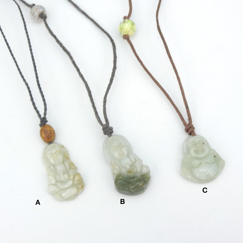 Carved Jade Buddha Necklace