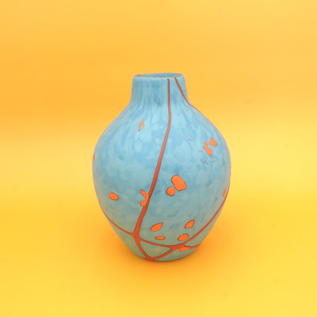 Small Turquoise Gourd Shaped Glass Vase