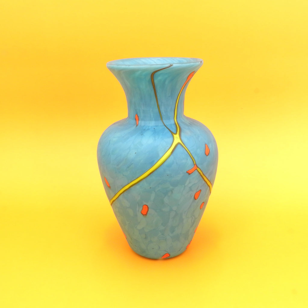 Small Turquoise Amphora Glass Vase