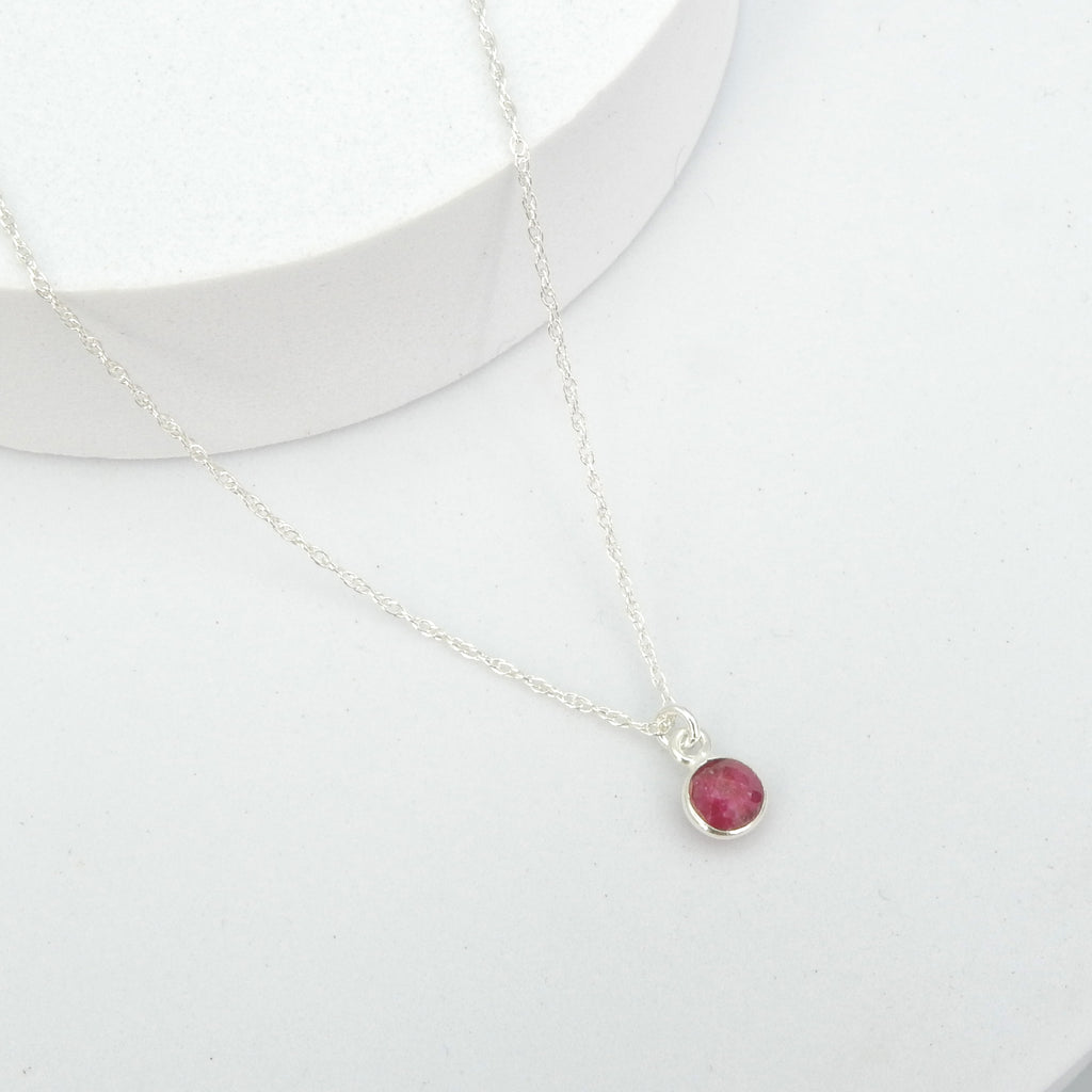 Sterling Silver Delicate Ruby Necklace