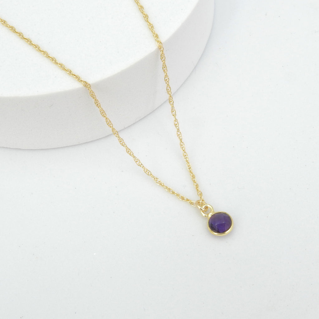 Sterling Silver 14KT Gold Filled Delicate Amethyst Necklace