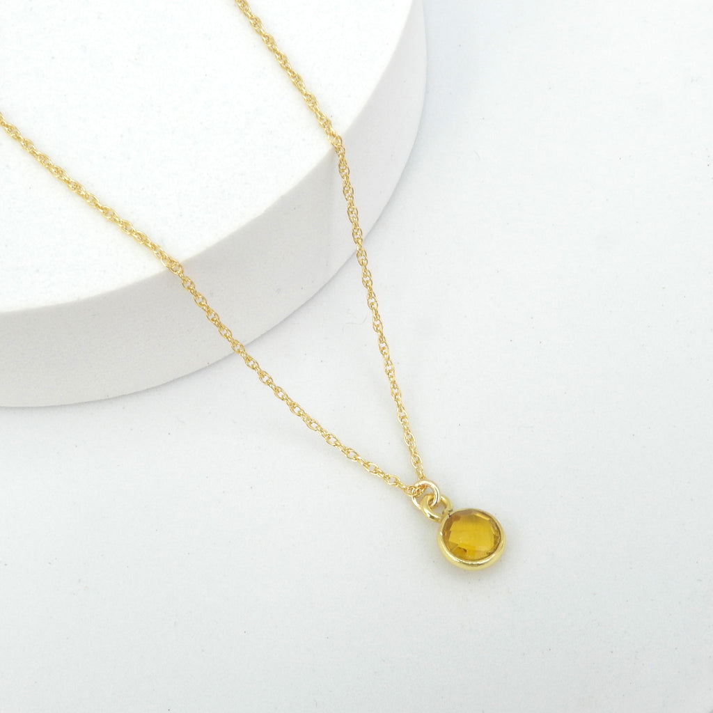 Sterling Silver 14KT Gold Filled Delicate Citrine Necklace