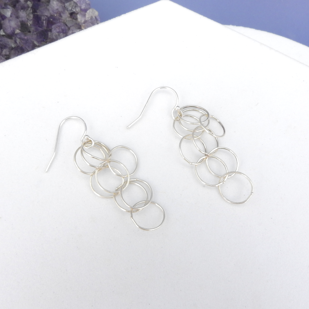 Sterling Silver Dangle Loop Chain Earrings