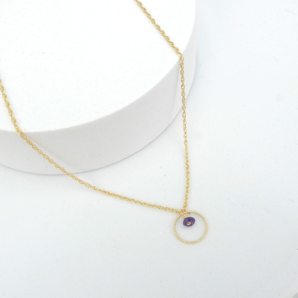 Sterling Silver Gold Filled Delicate Amethyst Necklace