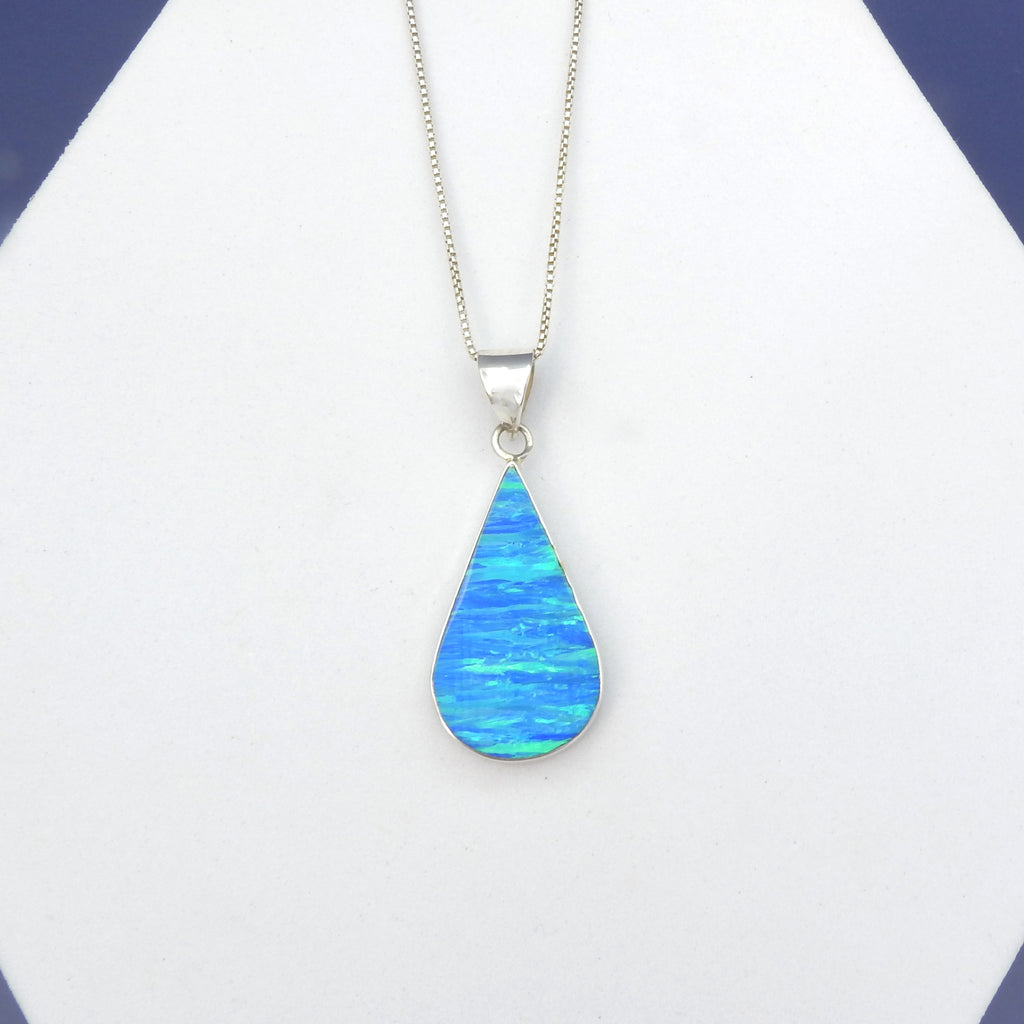 Sterling Silver Created Opal Pendant