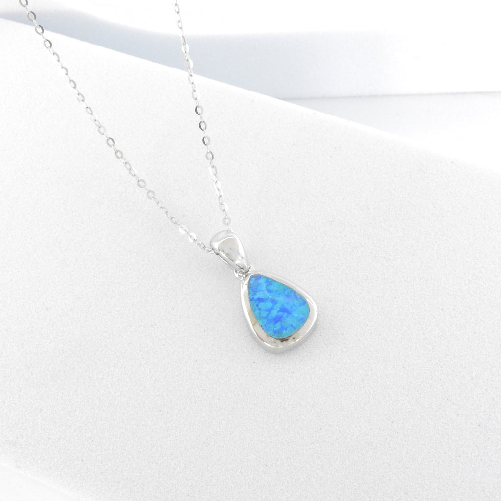 Sterling Silver Created Opal Pendant