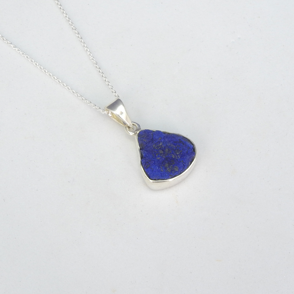 Sterling Silver Rough Azurite Pendant