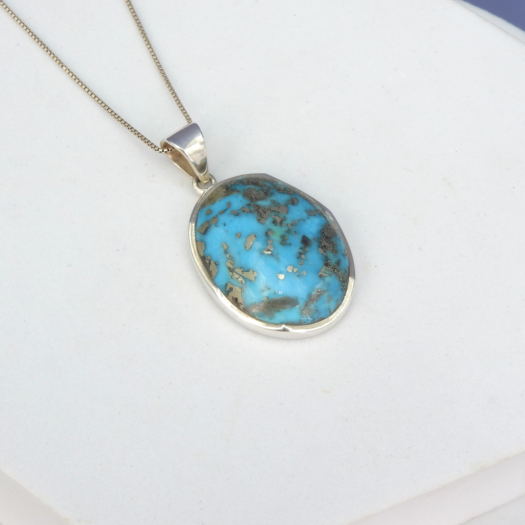 Sterling Silver Iranian Turquoise Pendant