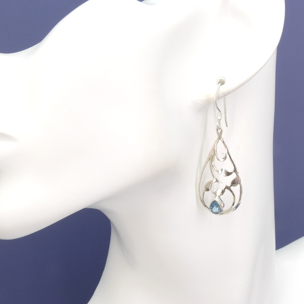 Sterling Silver Gemstone Dangle Earrings