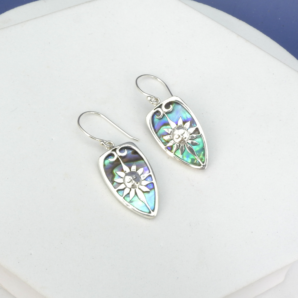 Sterling Silver Sun Abalone Earrings