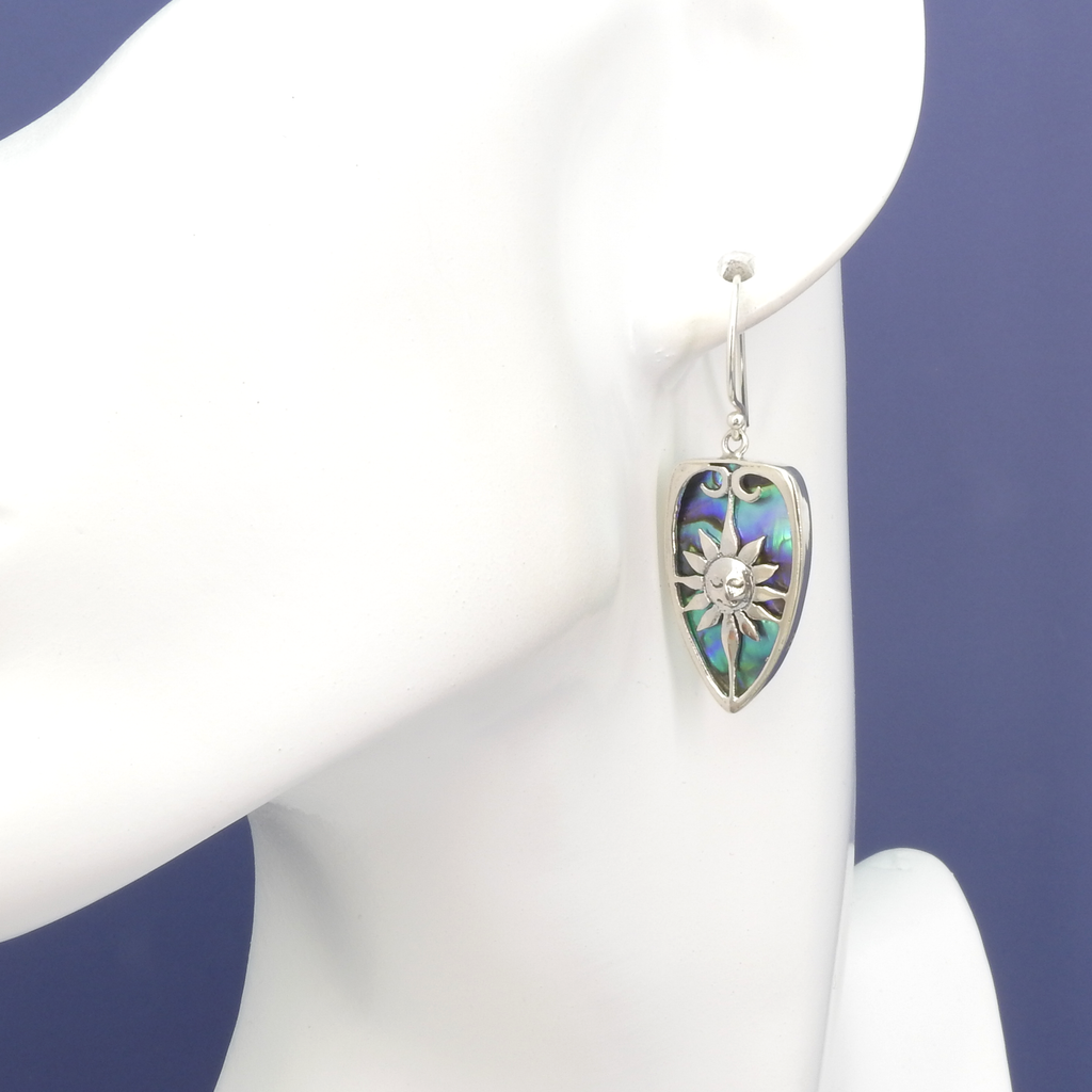 Sterling Silver Sun Abalone Earrings