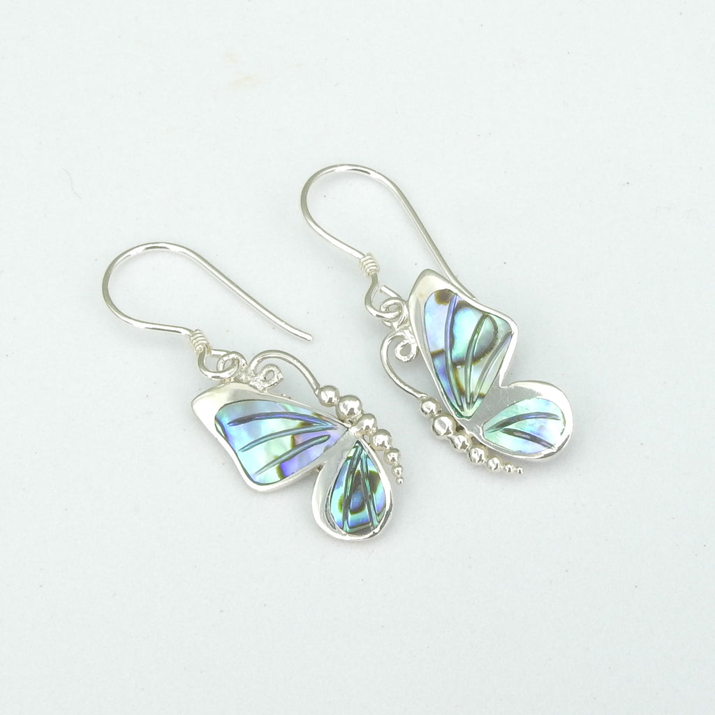 Sterling Silver Abalone Butterfly Earrings