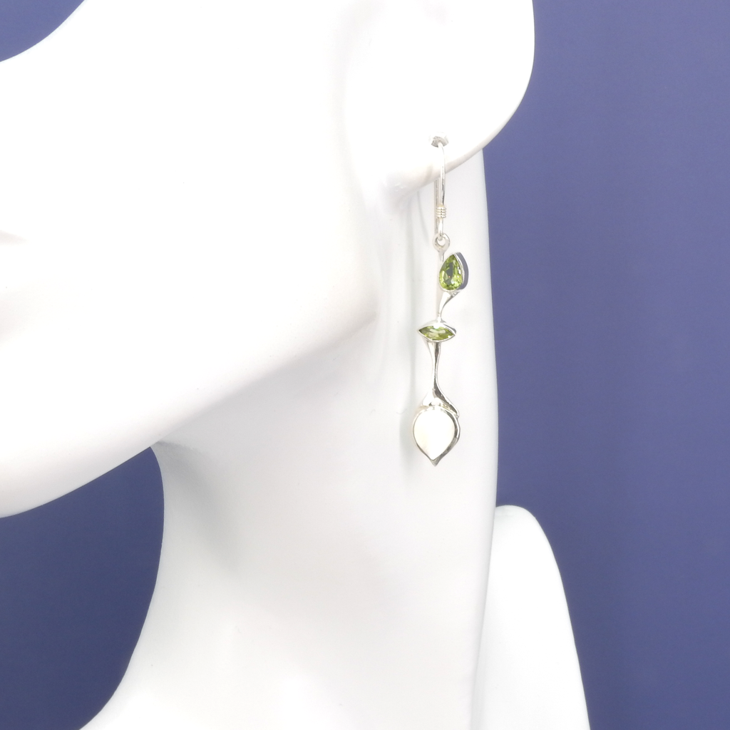 Sterling Silver Long Gemstone Earrings