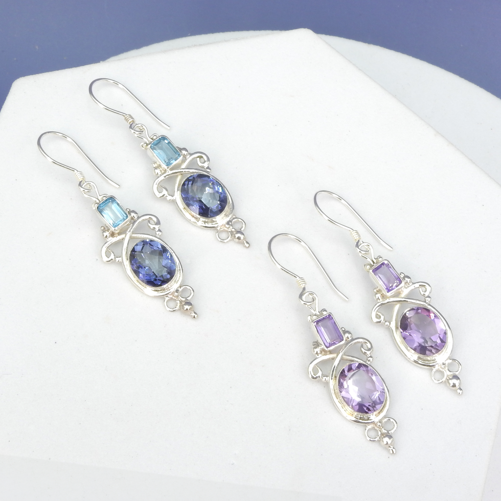 Sterling Silver Elegant Gemstone Earrings