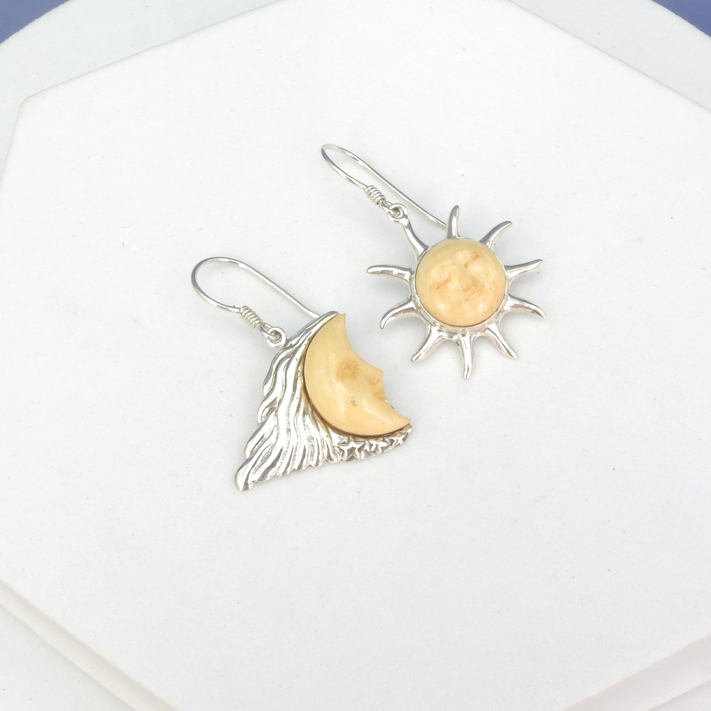 Sterling Silver Sun & Moon Earrings