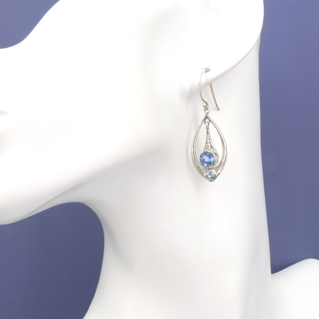 Sterling Silver Blue Topaz Dangle Earrings