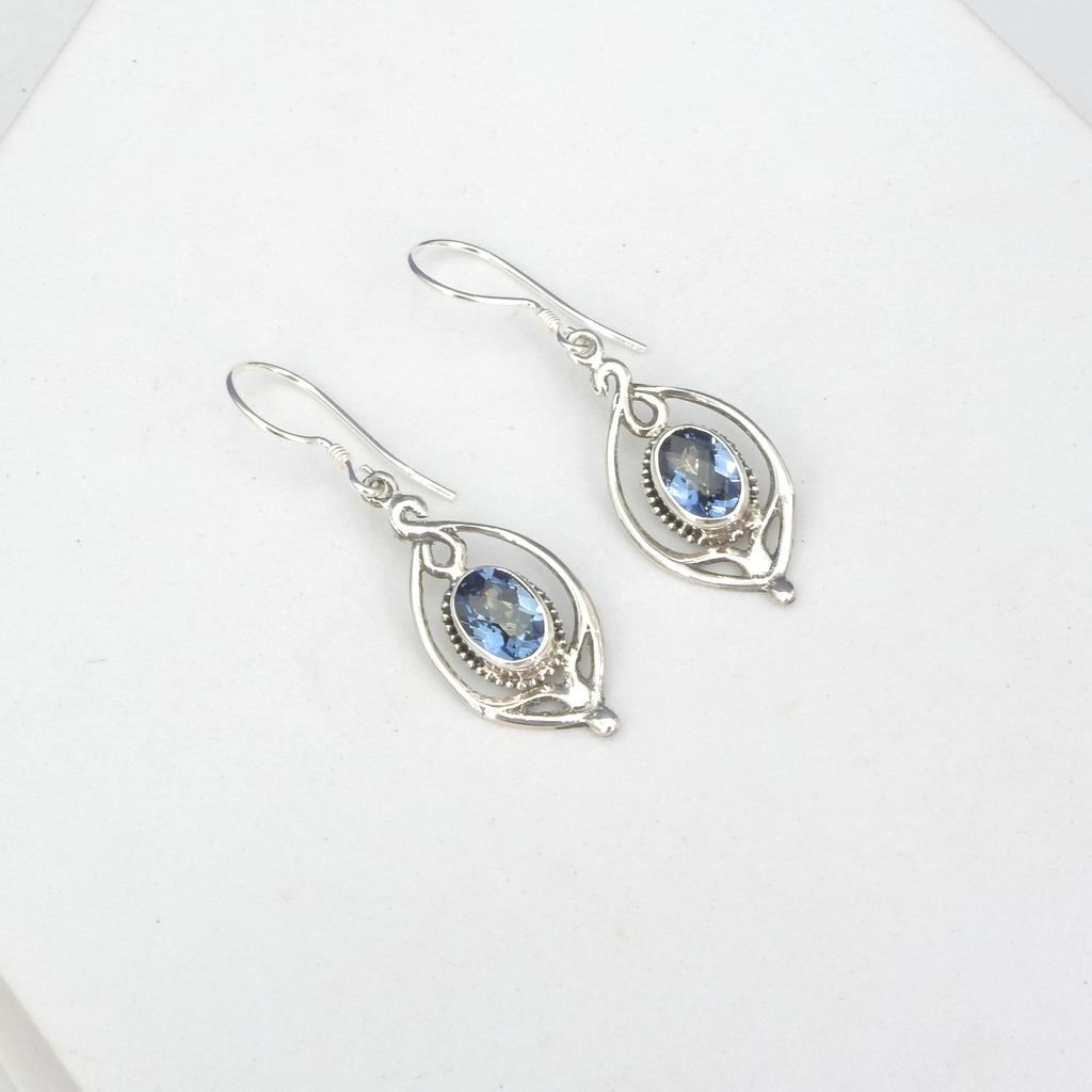 Sterling Silver Blue Quartz Earrings