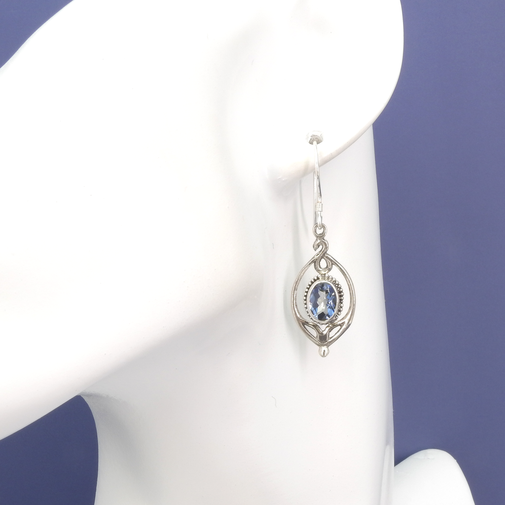 Sterling Silver Blue Quartz Earrings