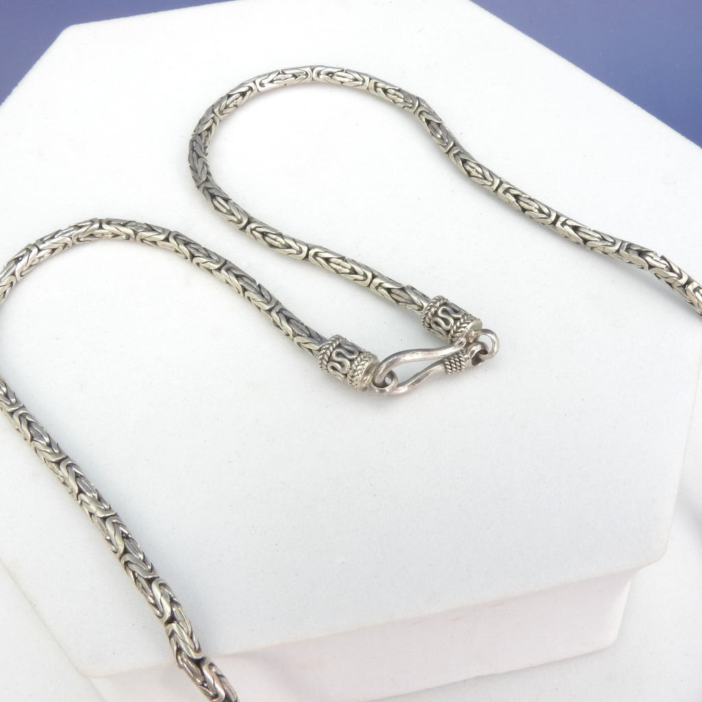 Sterling Silver 20" Byzantine Bali Chain