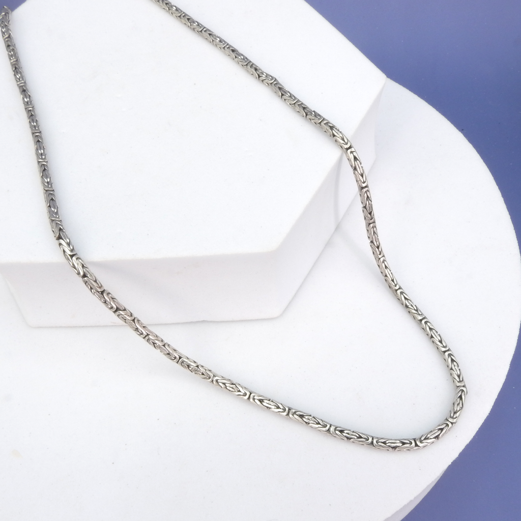 Sterling Silver Byzantine Bali 18" Chain