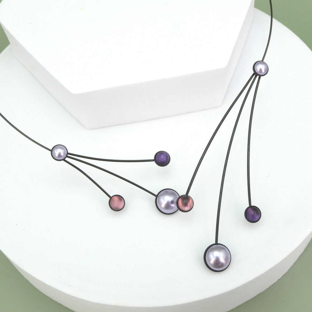 Memory Wire Necklace w/ Branches and Rounds Purple