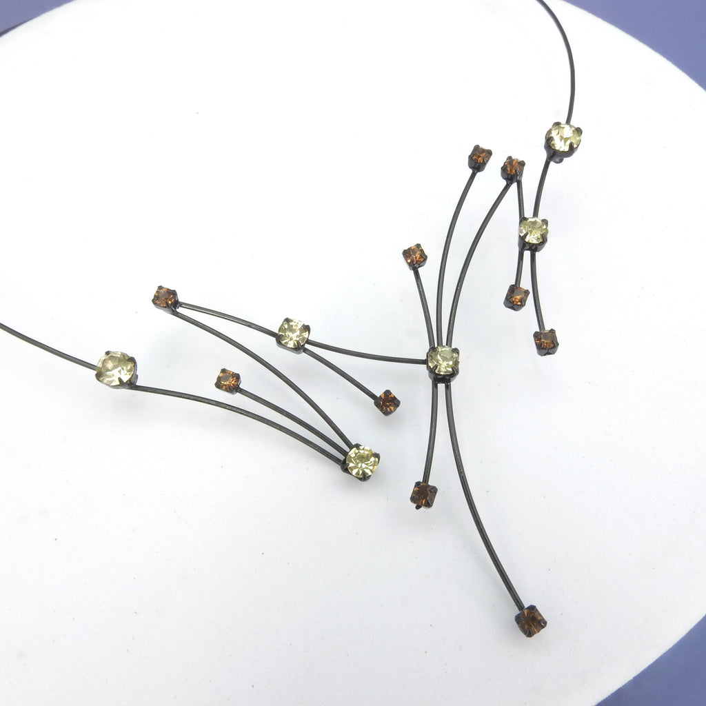 Memory Wire Topaz Crystal Constellation Necklace